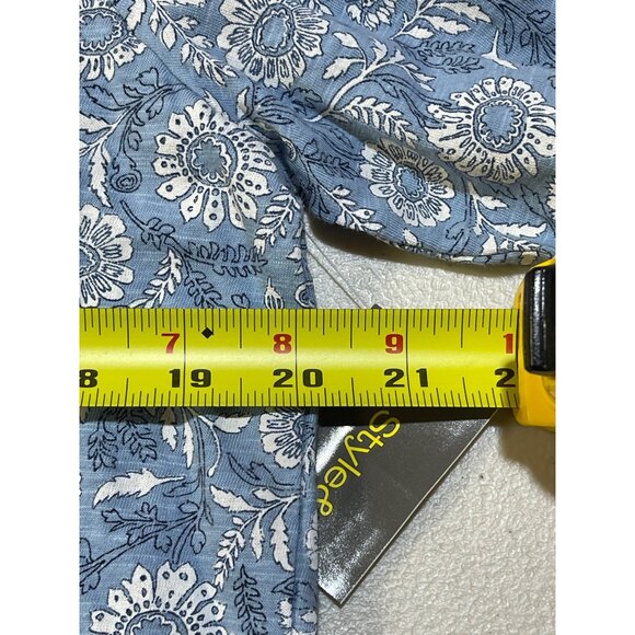 Style & Co. S Blue White Floral Print Long Sleeve Blouse Bloom Hydrangea - Picture 4 of 9